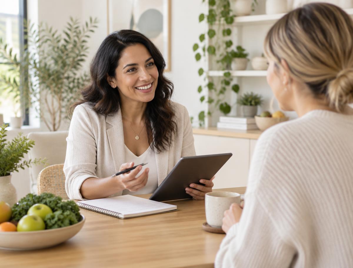 A wellness professional meeting with a member for a consultation